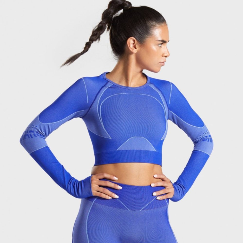 Gymshark Turbo Seamless Crop Top - Cobalt Blue